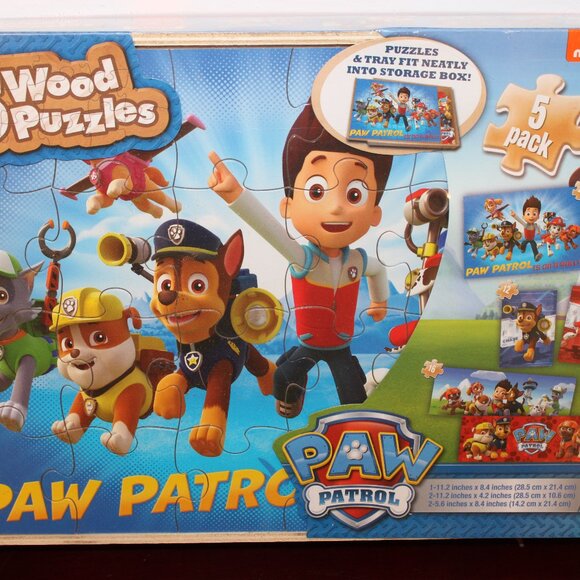 Nickelodeon Other - Paw Patrol 5 Wood Puzzles and Storage Box nwt